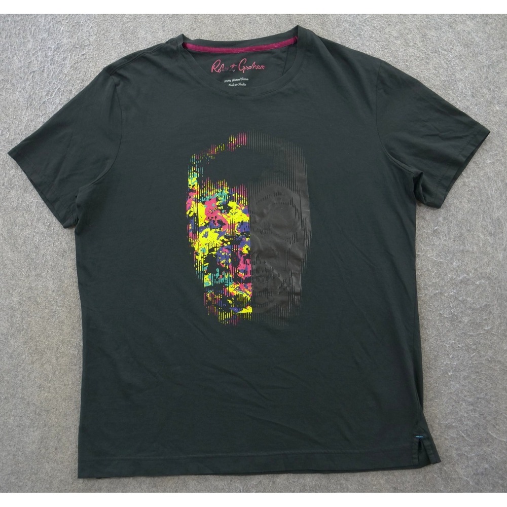 Robert Graham Shirt Mens Extra Large Black Graphic Print Tee Skull Crew Neck